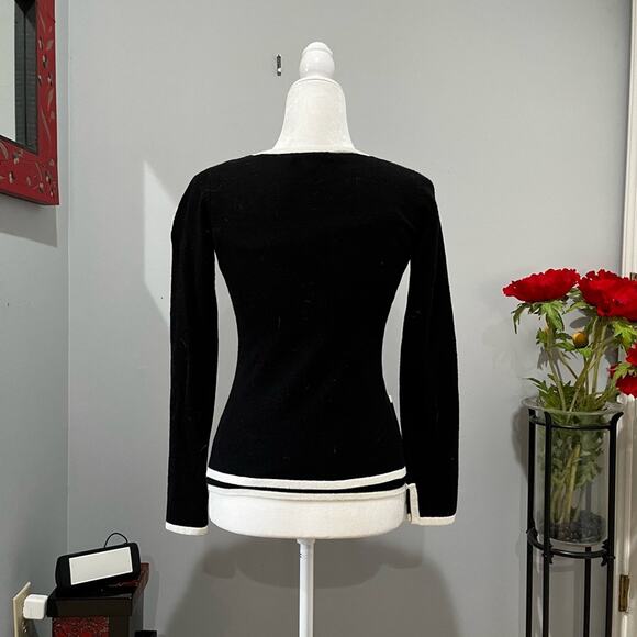 NEW Bebe Colorblock Knit Two Tone Contrast Cardigan Cami Sweater Twin Set Bla… - Picture 3 of 16